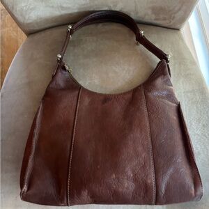 Vintage Liz Claiborne Brown Leather Hobo Satchel